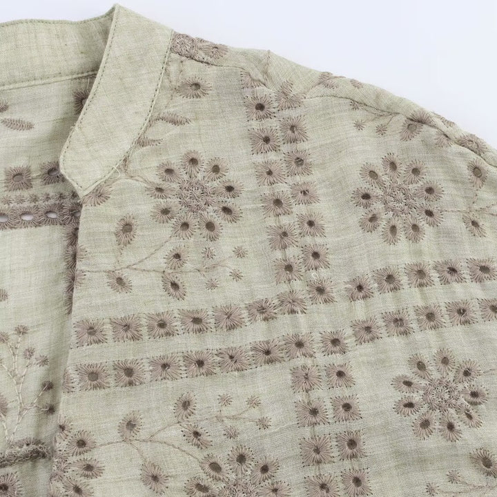 Damen Bestickte leichte kastige Übergangsjacke mit V-Ausschnitt Echoarchiv