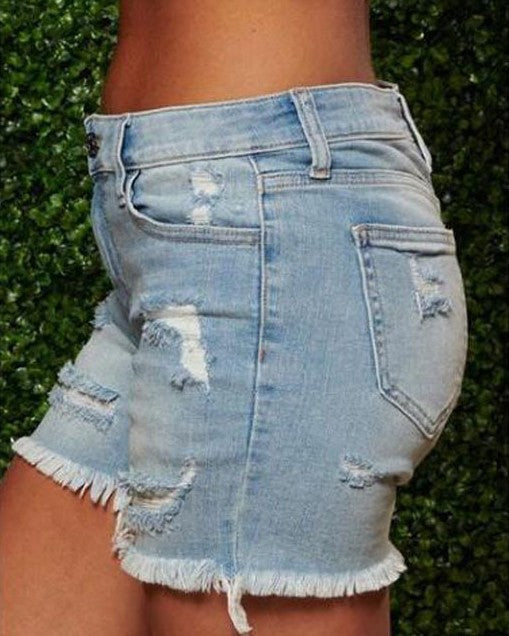 Damen klassische Destroyed Jeansshorts mit lässigem Schnitt Echo Archiv