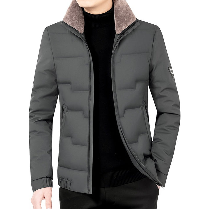 Herren Slim-Fit Wattierte Übergangsjacke mit weichgefüttertem Stehkragen und verdecktem Reißverschluss – Marzano