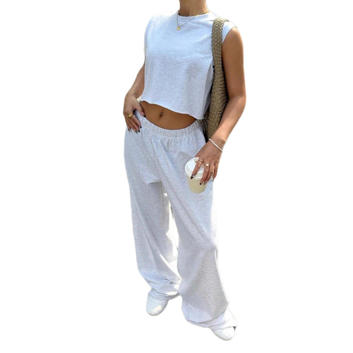 Damen lässiges Crop-Top und weite Freizeithosen Set Echo Archiv