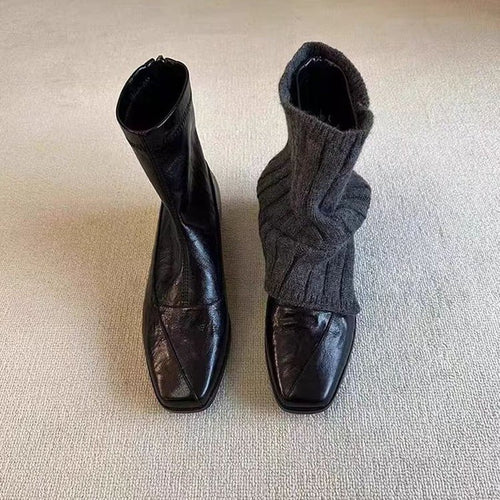 Damen Modische und bequeme Stiefeletten mit gestricktem Obermaterial – Varelle