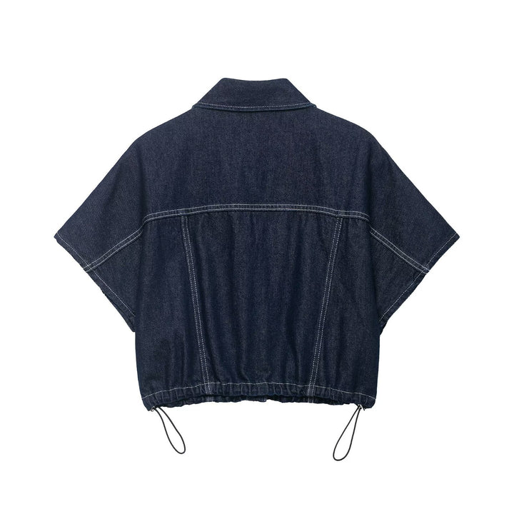 Damen Oversize Denim-Bluse mit praktischen Taschen und elastischem Saum Echo Archiv