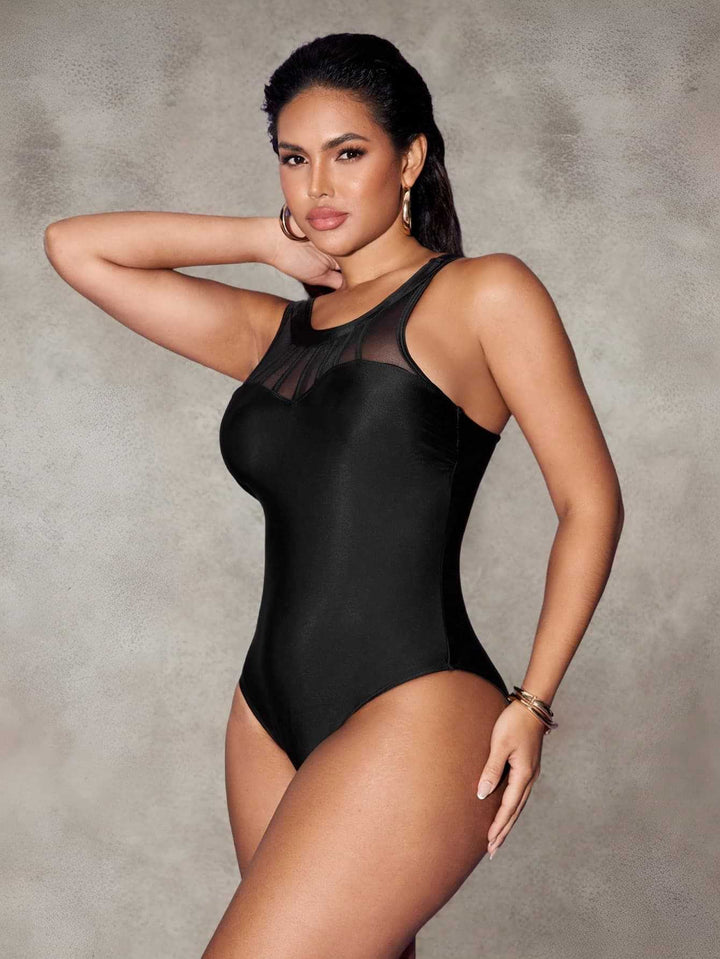 Damen Einteiliger Badeanzug mit modischem Mesh-Detail Echo Archiv