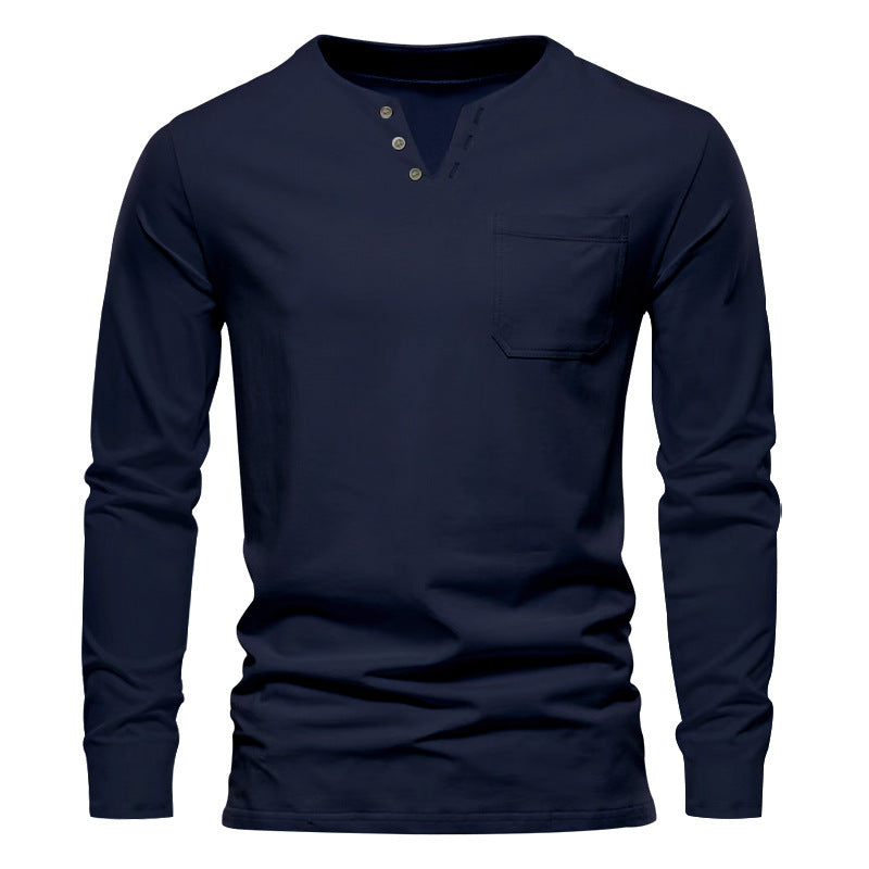 Herren Langarm-Henley-Shirt mit praktischer Brusttasche und modischem Design Echoarchiv