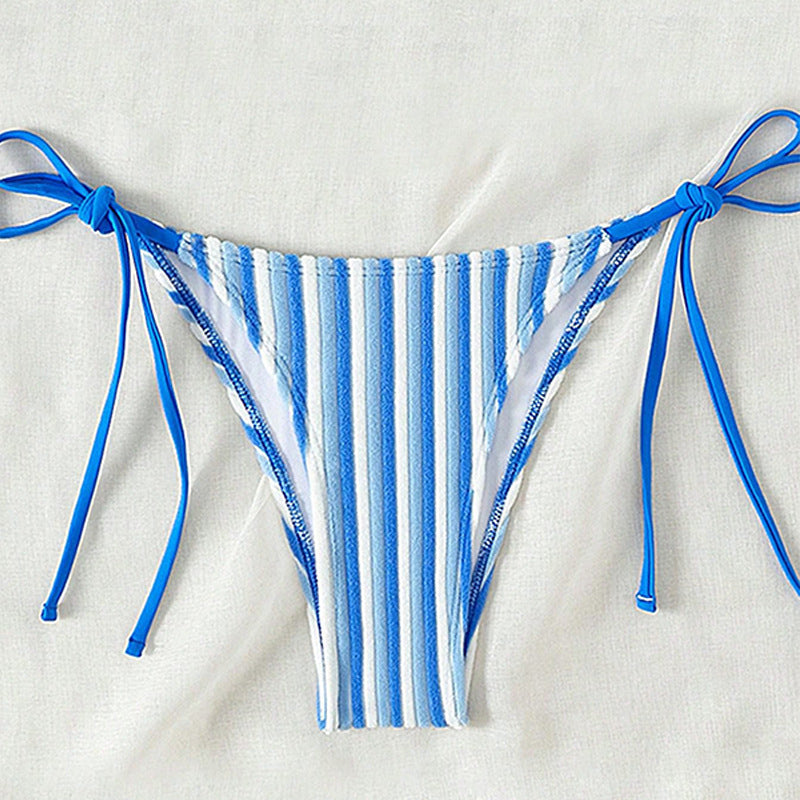 Damen Bikinislip mit verstellbaren Bindebändern und Streifenmuster Echo Archiv