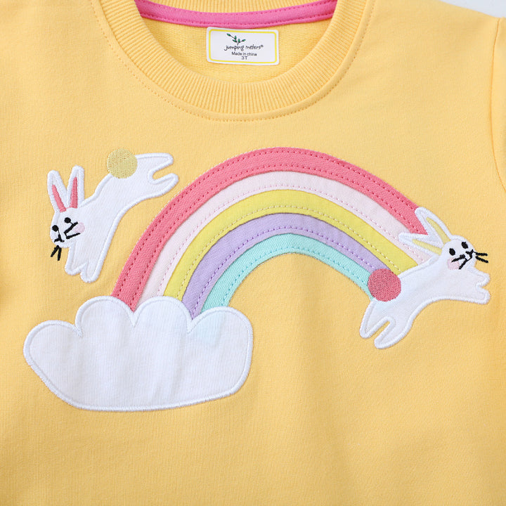 Mädchen Sweatshirt mit buntem Regenbogen und Hasenmotiv Echo Archiv