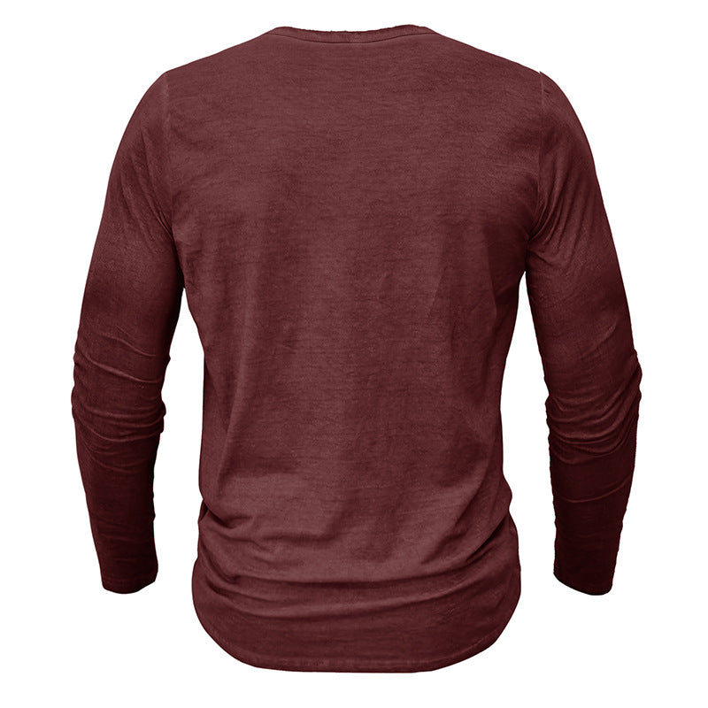 Herren Langarm-Henley-Shirt mit feiner Knopfleiste und elegantem Schnitt Echoarchiv