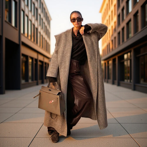 Damen Oversize Wollmix‑Mantel mit Schalkragen und lässiger Maxilänge Echo Archiv