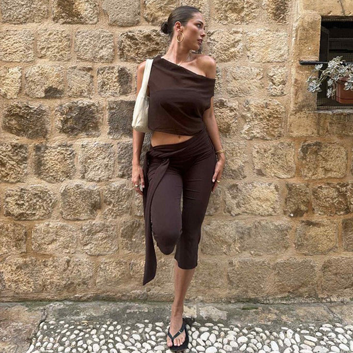 Damen Sportliche Capri-Hose mit elegantem Wickelband Echo Archiv