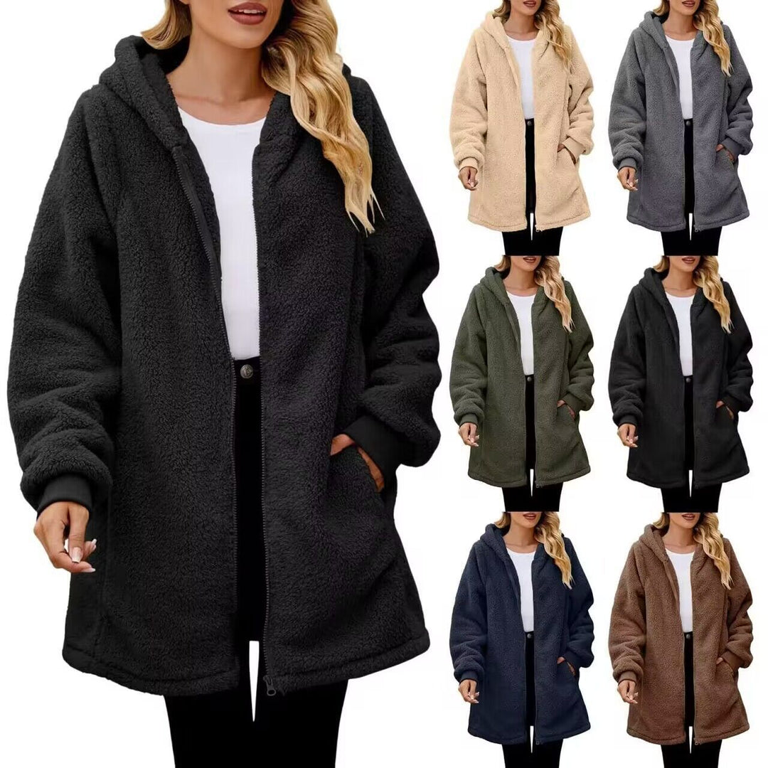 Damen Kuschelige Fleecejacke im oversized Stil mit Reißverschluss Echoarchiv