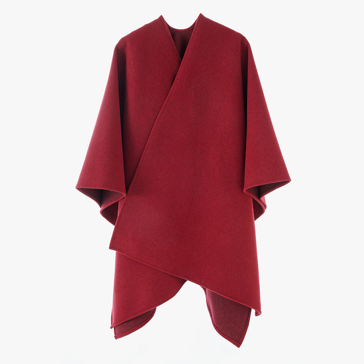 Damen Oversize Filz‑Cape mit Wickeloptik und verdeckter Kantenverarbeitung – Avérine