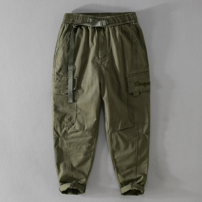 Herren Cargohose im Military-Look mit verstärkten Knien und elastischem Beinabschluss Echoarchiv