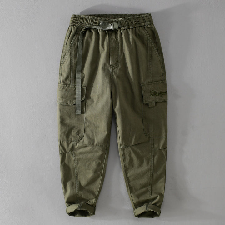 Herren Cargohose im Military-Look mit verstärkten Knien und elastischem Beinabschluss Echoarchiv