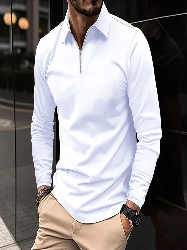 Herren Langarmshirt mit Reißverschluss und modernem Kragen Echoarchiv