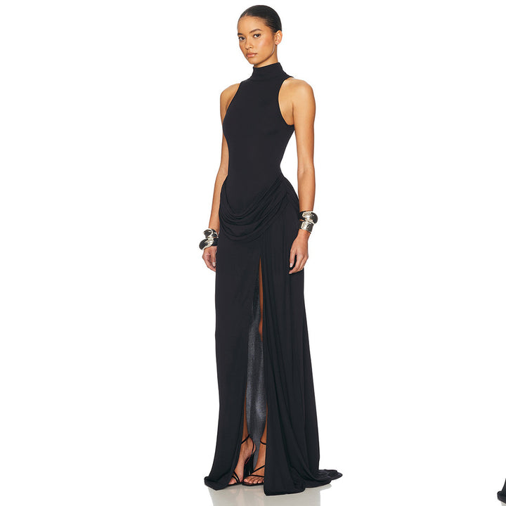 Damen Maxikleid mit figurbetontem Schnitt und elegantem Drapierungselement Echo Archiv