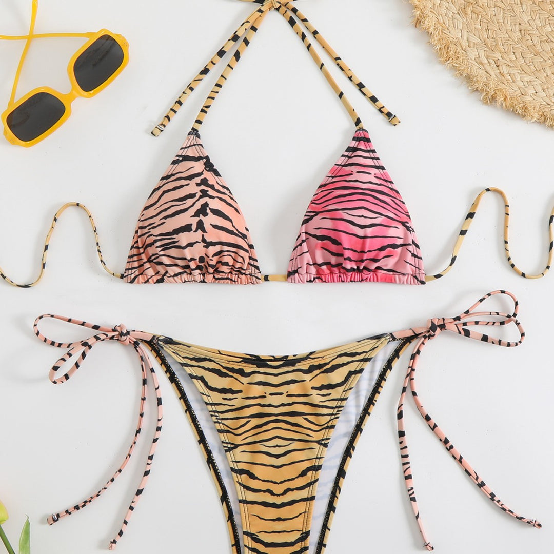 Damen Triangel-Bikini-Set mit verstellbaren Trägern und trendigem Tiermuster Echo Archiv