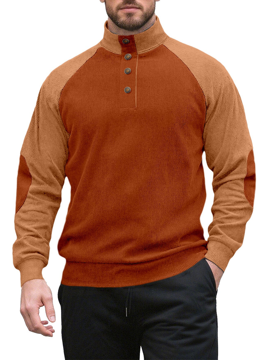 Herren Strickpullover mit modernem Knopfleisten-Design und Raglanärmeln Echoarchiv