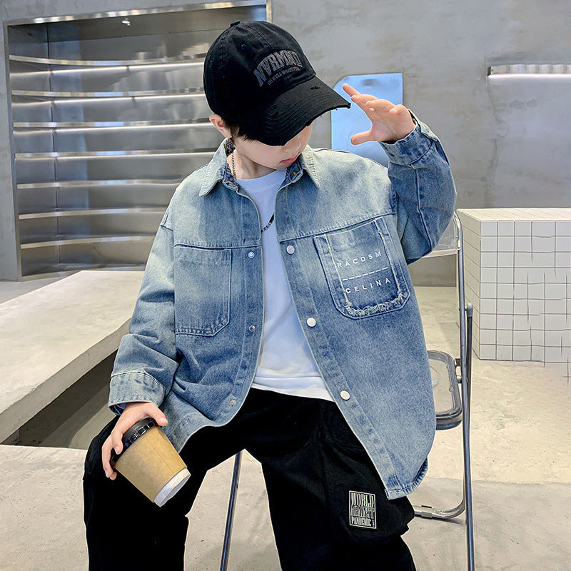 Unisex moderne Denim-Hemdjacke Echo Archiv