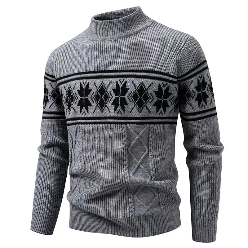 Herren nan Winter-Strukturpullover mit kurzem Stehkragen und Norwegermuster Echo Archiv