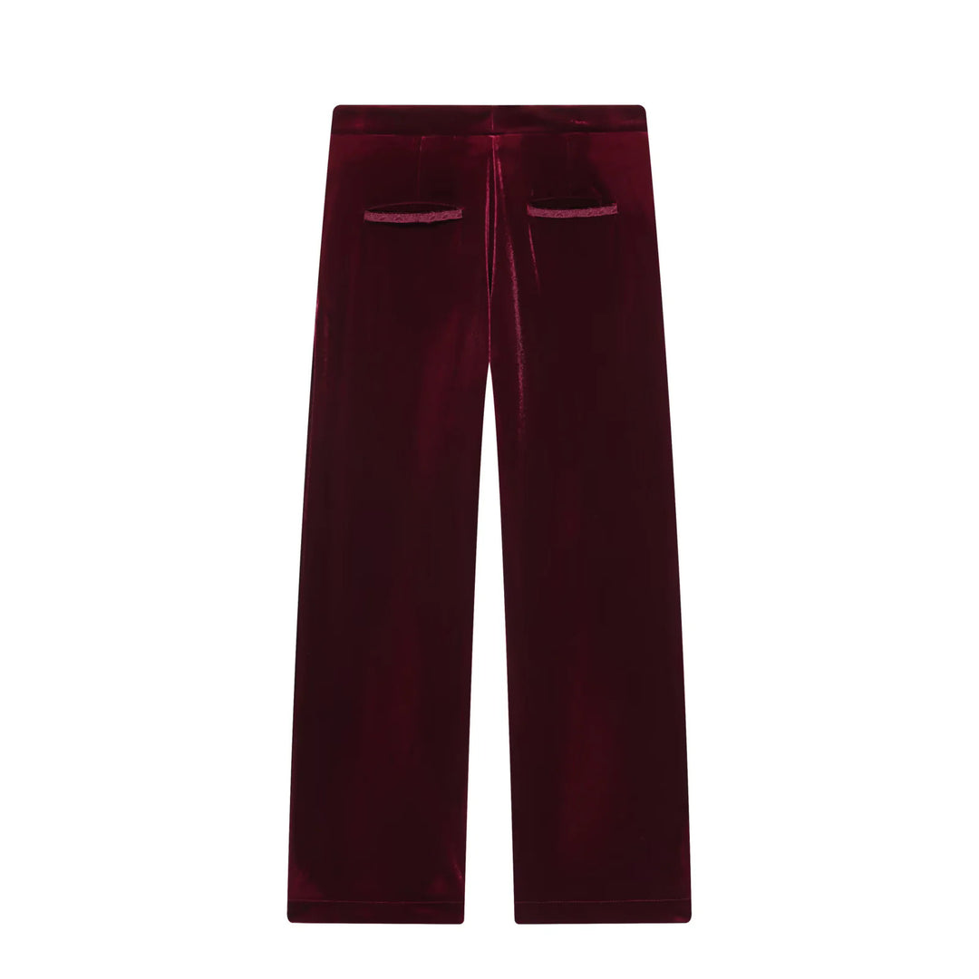 Damen weite Samt-Hose mit hoher Taille, geradem Bein und seitlichen Eingrifftaschen – Avélisse