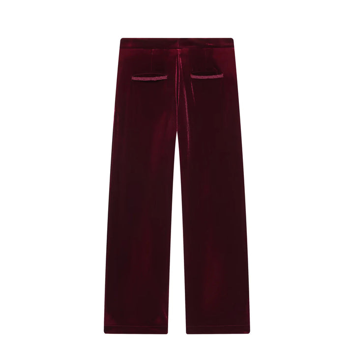Damen weite Samt-Hose mit hoher Taille, geradem Bein und seitlichen Eingrifftaschen – Avélisse