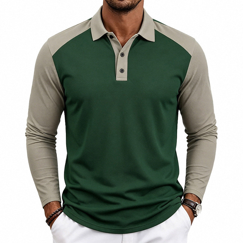 Herren nan langärmeliges Raglan-Polo aus Baumwollmix mit Knopfleiste und ergonomischem Schnitt Echo Archiv