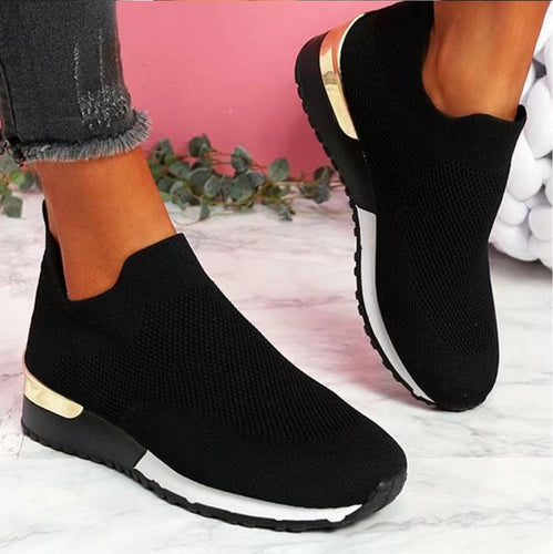 Damen Strick‑Sock‑Sneaker mit elastischem Einstieg, profilierter Plateausohle und Metallic‑Fersendetail Echo Archiv