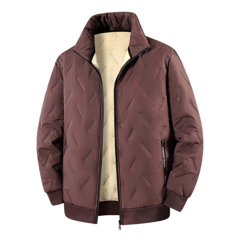 Herren Wattierte Jacke mit Teddyfutter, Stehkragen & Reißverschluss Echoarchiv