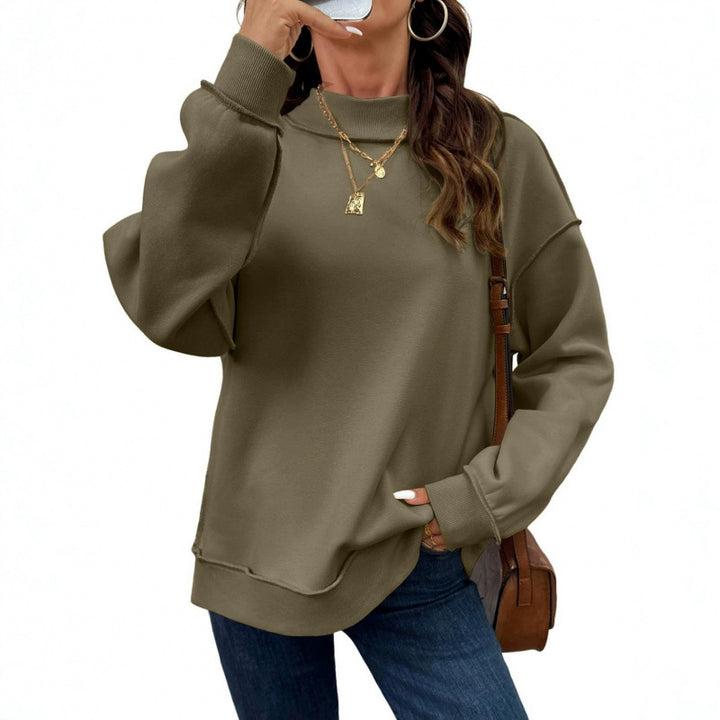 Damen Oversize-Sweatshirt mit Stehkragen, Raglanärmeln und Rippbündchen Echoarchiv