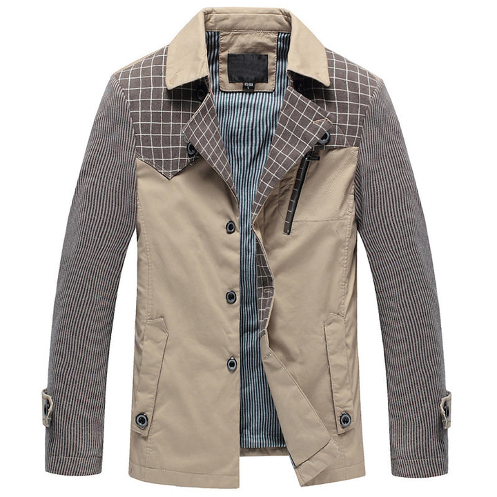 Herren Feldjacke mit Kontrast-Einsätzen und Brust-Reißverschlusstasche – Taviero