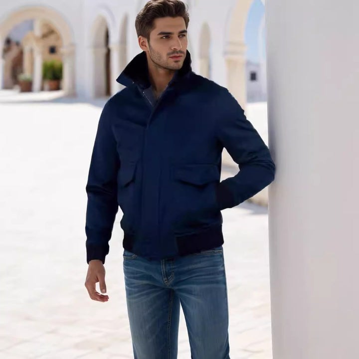 Herren stylischer Übergangsjacke mit hohem Kragen Echoarchiv