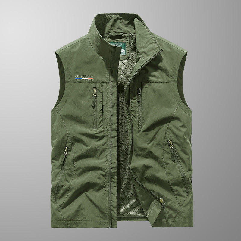 Herren Multifunktionale Outdoor-Utility‑Weste mit Mesh‑Innenfutter und zahlreichen Taschen – Marzano