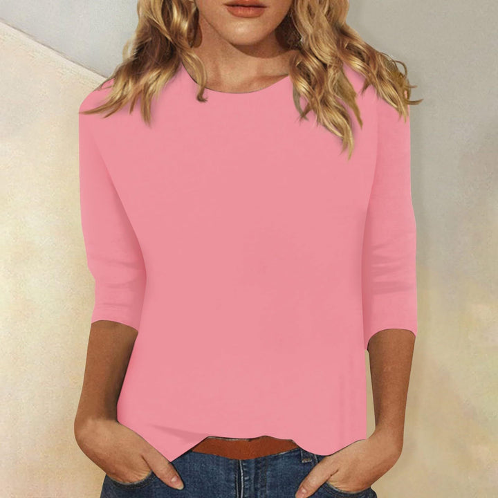 Damen Lockeres Baumwollshirt mit 3/4-Ärmeln Echoarchiv