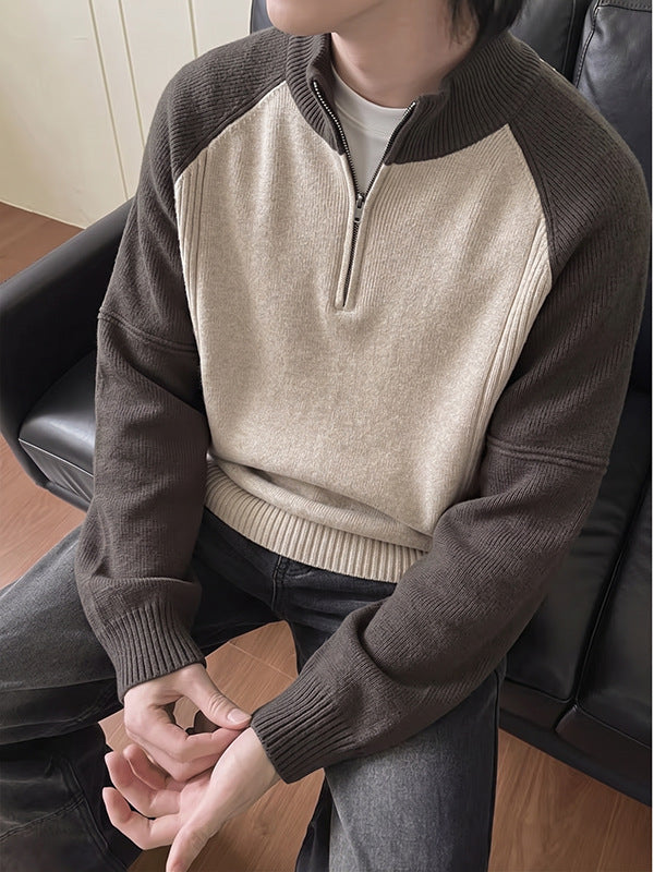 Herren Halbzip-Pullover mit Strickmuster Echoarchiv