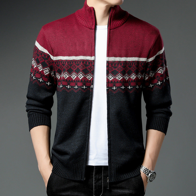 Herren Strickjacke mit hohem Kragen und attraktiven Mustern Echoarchiv