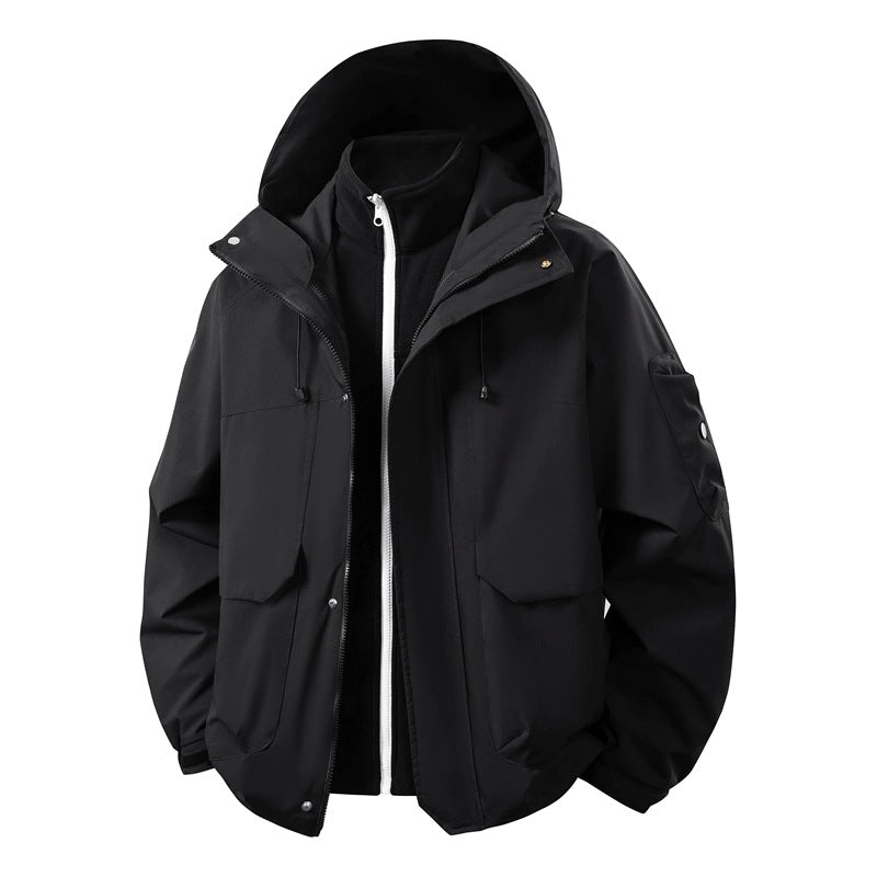 Herren Wasserabweisende Doppeljacke mit abnehmbarer Fleece‑Innenjacke und Kapuze Echo Archiv