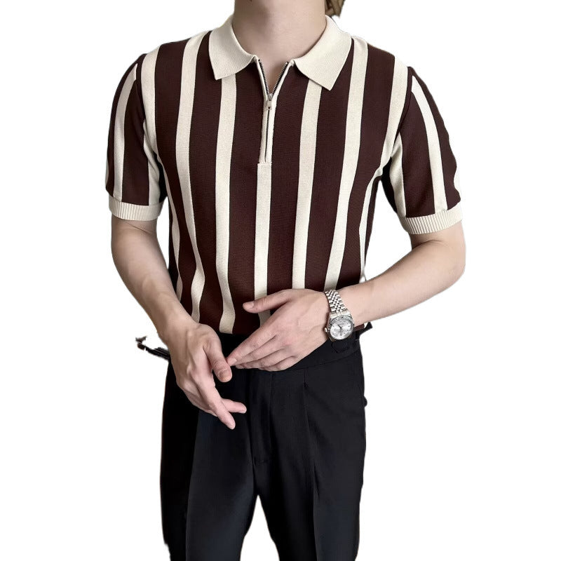Herrenmode Kurzarm Poloshirt mit Reißverschluss Echo Archive