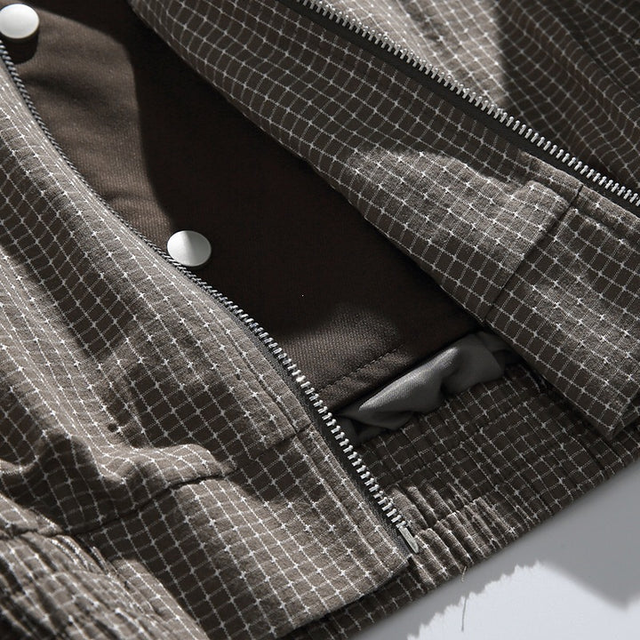 Herren Karierte Oversize-Hemdjacke im Coach-Stil mit Cordkragen Echoarchiv