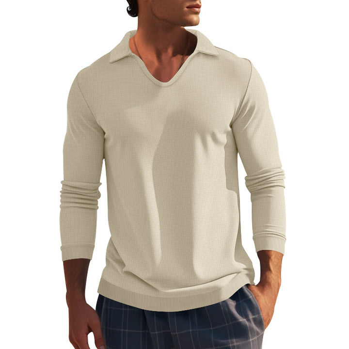 Herren Langarmshirt mit modernem V-Ausschnitt und strukturiertem Design Echoarchiv
