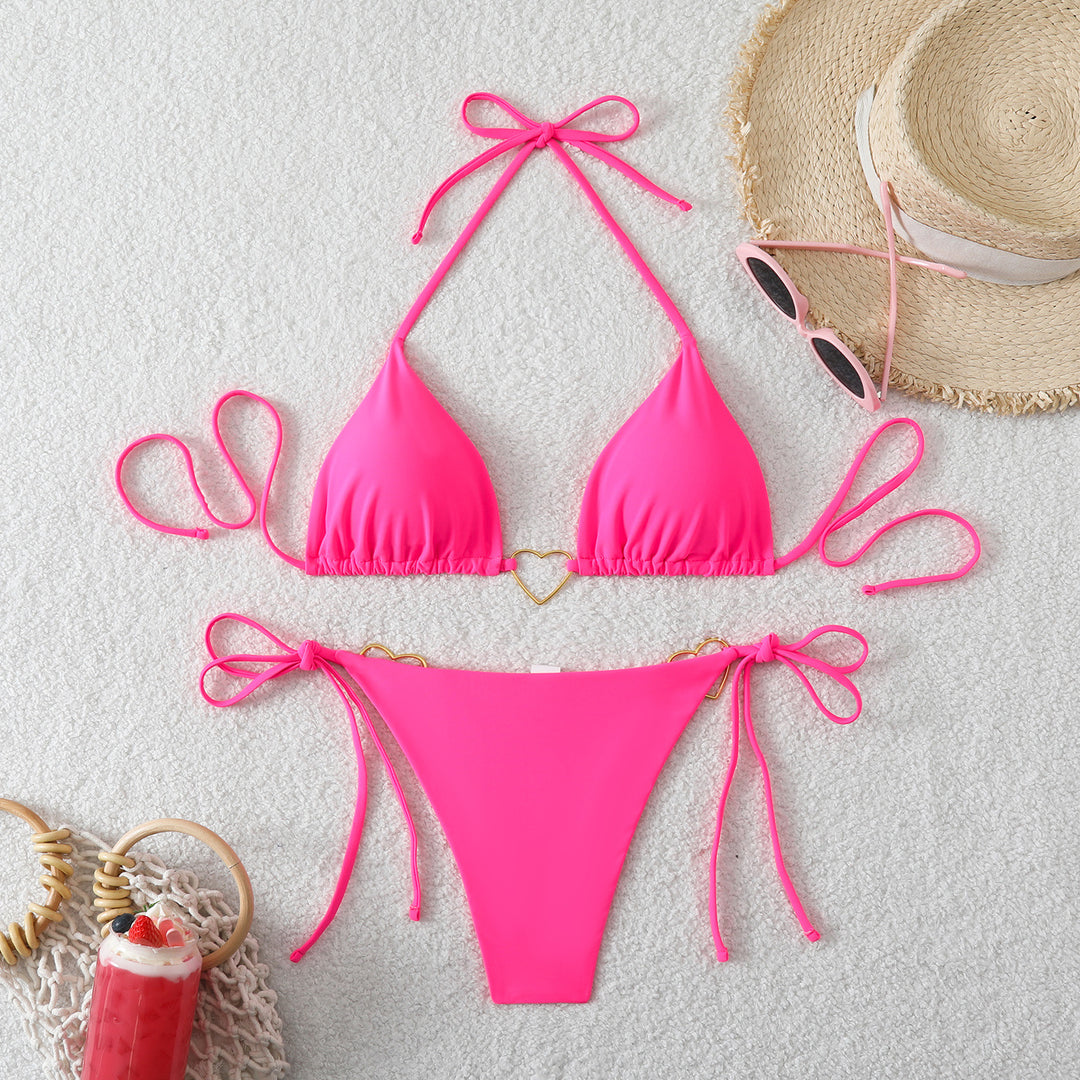 Damen Triangel-Bikini-Set mit Herz-Detail und verstellbaren Bindebändern Echo Archiv