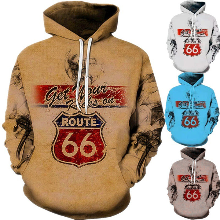 Herren Kapuzenpullover mit kreativem Route 66-Motiv Echoarchiv
