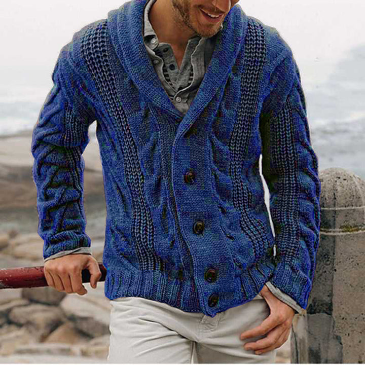 Herren nan grobstrick Cardigan mit Schalkragen und Zopfmuster Echo Archiv