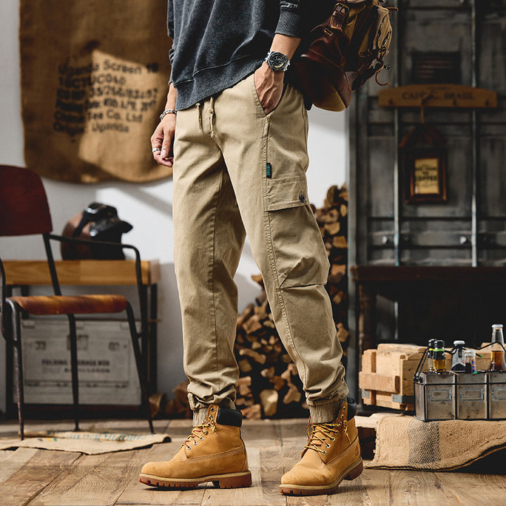 Herren Cargo-Joggerhose aus Baumwoll-Twill mit Kordelzug, Cargotaschen und elastischen Bündchen Echo Archiv