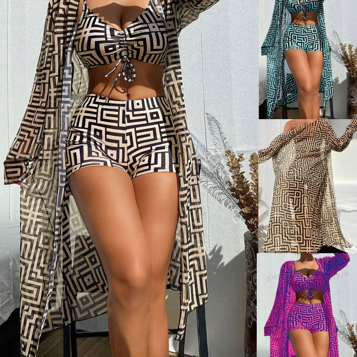 Damen Bunte Bikini- und Kaftan-Kombination Echo Archiv