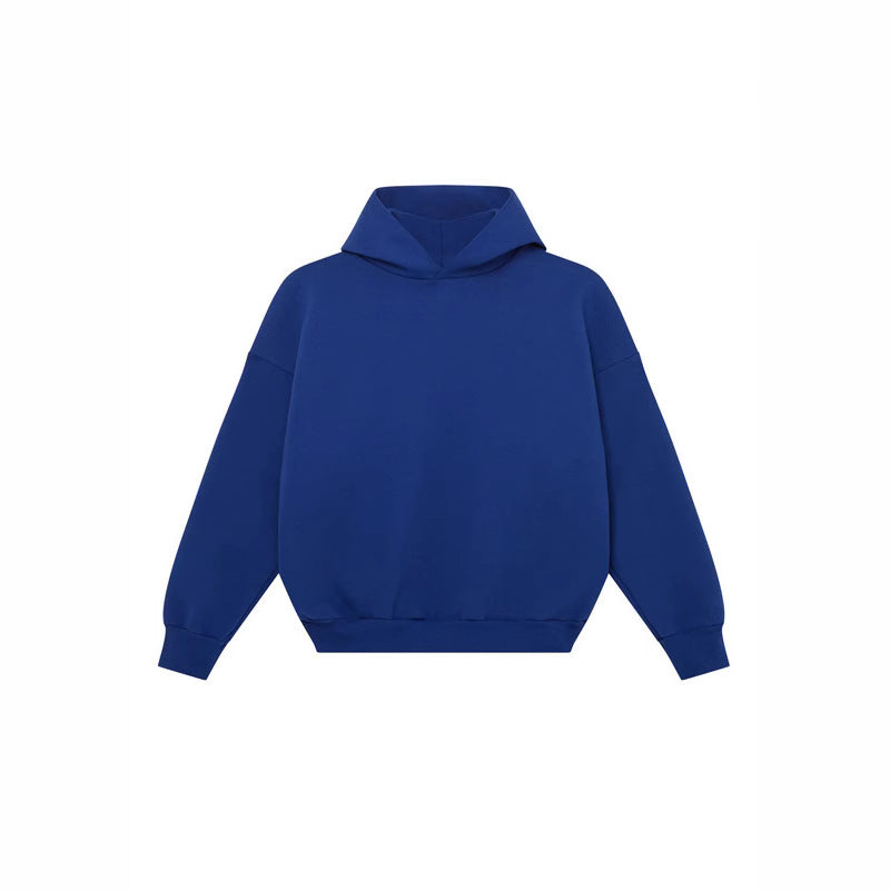 Unisex minimalistischer Kapuzenpullover ohne Kängurutasche mit überschnittener Schulter und geripptem Saum Echo Archiv