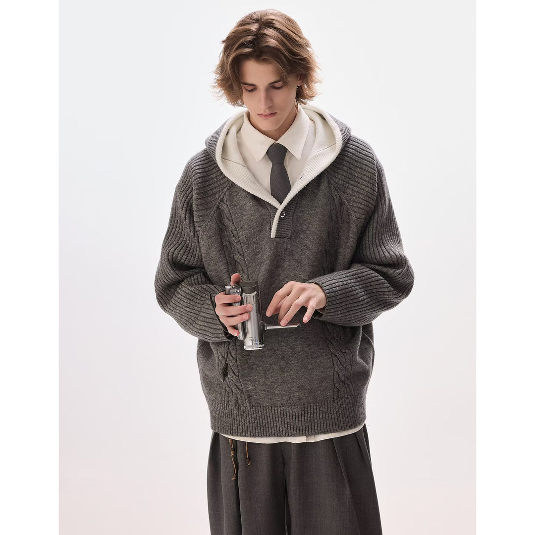 Herren Lässiger Grobstrickpullover mit Reißverschluss Echoarchiv