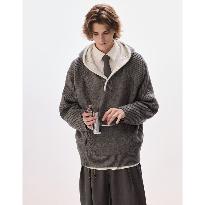 Herren Lässiger Grobstrickpullover mit Reißverschluss Echoarchiv