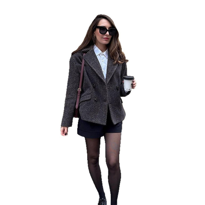 Damen Kurztaillierter Doppelreiher-Blazer aus Bouclé‑Tweed Echoarchiv