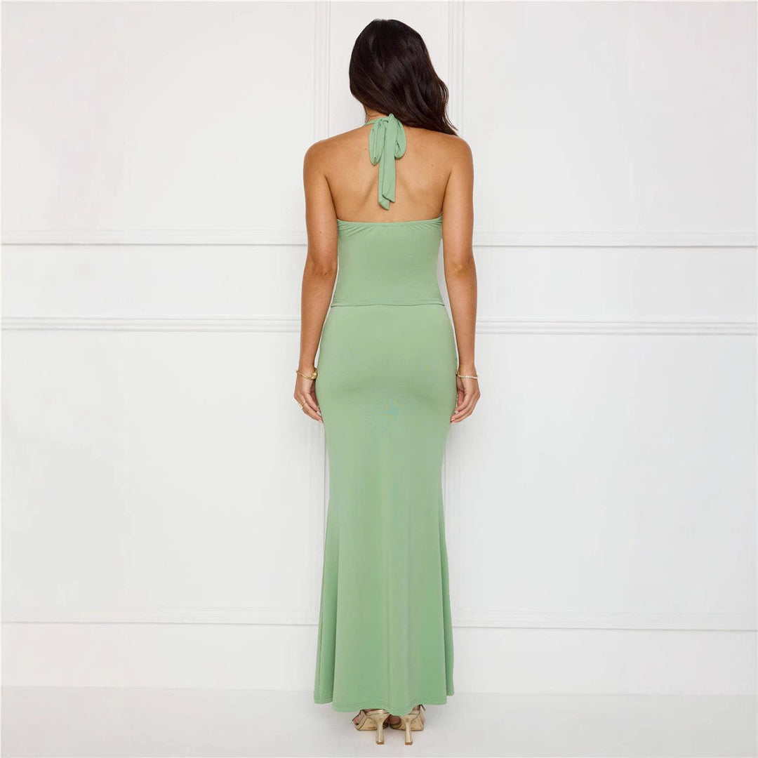 Damen Elegantes Maxikleid mit Halterneck und figurbetontem Design Echo Archiv
