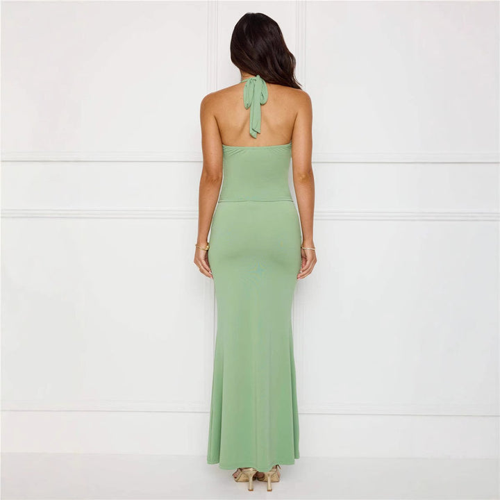 Damen Elegantes Maxikleid mit Halterneck und figurbetontem Design Echo Archiv